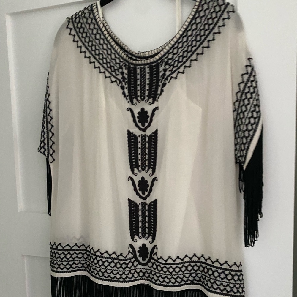 Alice & Olivia XS Natalie fringe boho chic top